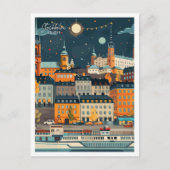 ストックホルムスウェーデンアートヴィンテージトラベルイラストレーション ポストカード (正面)