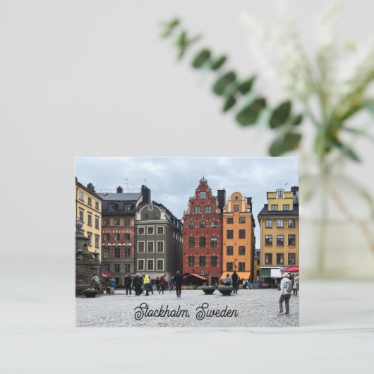 ストックホルムスウェーデンオールドタウンガンラスタンパーソナライズド ポストカード (スタンド正面)