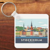 ストックホルムスウェーデンガンラスタンパステルトラベル キーホルダー (正面)
