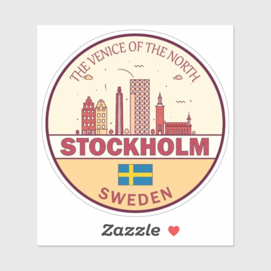 ストックホルムスウェーデンシティスカイラインエンブレム シール (シート)