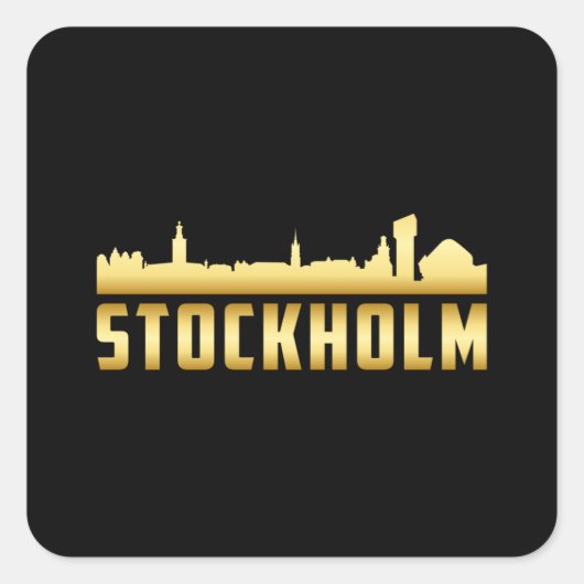 ストックホルムスウェーデンシティスカイラインシティスケープおもしろいギフト スクエアシール (正面)