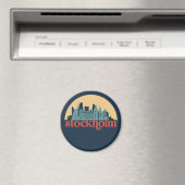 ストックホルムスウェーデンシティスカイラインレトロシティスケープアート マグネット (インサイチュ (食洗機))