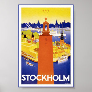 ストックホルムスウェーデンスウェーデンのヴィンテージ旅行ポスター ポスター
