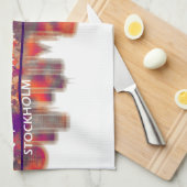 ストックホルムスウェーデンスカイライン キッチンタオル (四つ折り)