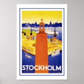 ストックホルムスウェーデンヨーロッパヴィンテージ旅行ポスター ポスター (正面)