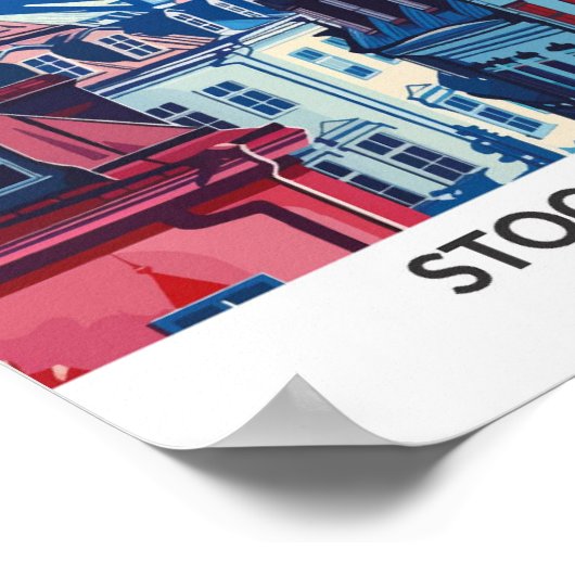 ストックホルムスウェーデンレトロアートワーク旅行 ポスター (角)