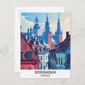 ストックホルムスウェーデンレトロアートワーク旅行 ポストカード (正面/裏面)