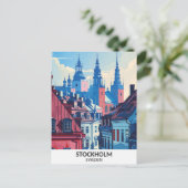 ストックホルムスウェーデンレトロアートワーク旅行 ポストカード (スタンド正面)