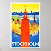 ストックホルムスウェーデンヴィンテージ旅行ポスター ポスター (正面)