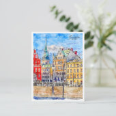 ストックホルムスウェーデンヴィンテージ旅行水の色 ポストカード (スタンド正面)