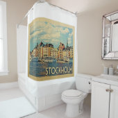 ストックホルムスウェーデンヴィンテージ旅行 シャワーカーテン (インサイチュ)