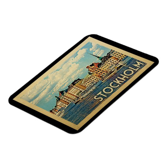 ストックホルムスウェーデンヴィンテージ旅行 マグネット (左側)