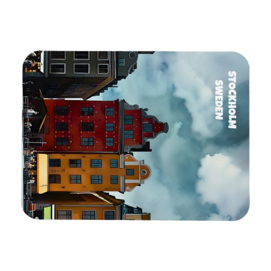 ストックホルムスウェーデン旅行アートヴィンテージ磁石 マグネット (横)