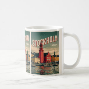 ストックホルムスウェーデン旅行ヴィンテージウォーターフロントギフト コーヒーマグカップ