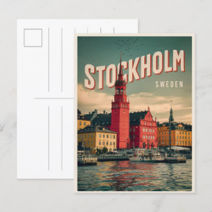 ストックホルムスウェーデン旅行ヴィンテージウォーターフロントギフト ポストカード