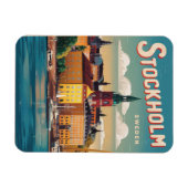 ストックホルムスウェーデン旅行ヴィンテージウォーターフロントギフト マグネット (横)