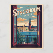 ストックホルムスウェーデン旅行ヴィンテージバルコニビューのギフト ポストカード (正面)