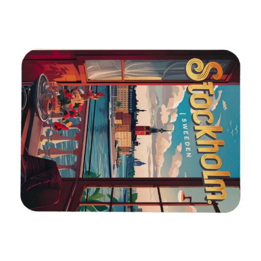 ストックホルムスウェーデン旅行ヴィンテージバルコニビューのギフト マグネット (横)