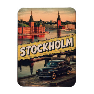 ストックホルムスウェーデン旅行ヴィンテージ漫画本ギフト マグネット