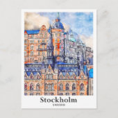 ストックホルムスウェーデン旅行水の色のスケッチ ポストカード (正面)