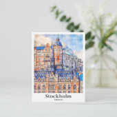 ストックホルムスウェーデン旅行水の色のスケッチ ポストカード (スタンド正面)