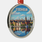 ストックホルムスウェーデン旅行 メタルオーナメント (右)