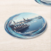 ストックホルムスウェーデン旅行 ラウンドペーパーコースター (アングル)
