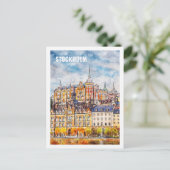 ストックホルムスウェーデン有名な旅行水の色のスケッチ ポストカード (スタンド正面)