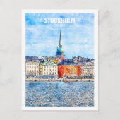 ストックホルムスウェーデン有名な旅行水の色のスケッチ ポストカード (正面)