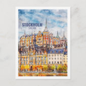 ストックホルムスウェーデン有名な旅行水の色のスケッチ ポストカード (正面)