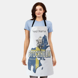 ストックホルムスウェーデン県の地図ヴィンテージ土産 エプロン