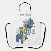 ストックホルムスウェーデン県の地図ヴィンテージ土産 エプロン (正面)