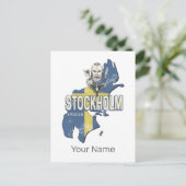 ストックホルムスウェーデン県の地図ヴィンテージ土産 シーズンポストカード (スタンド正面)