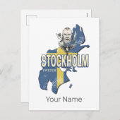 ストックホルムスウェーデン県の地図ヴィンテージ土産 シーズンポストカード (正面/裏面)