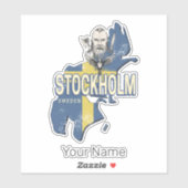 ストックホルムスウェーデン県の地図ヴィンテージ土産 シール (シート)