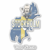 ストックホルムスウェーデン県の地図ヴィンテージ土産 シール (正面)