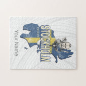 ストックホルムスウェーデン県の地図ヴィンテージ土産 ジグソーパズル (横)