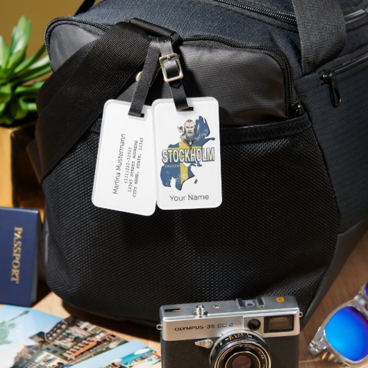 ストックホルムスウェーデン県の地図ヴィンテージ土産 ラゲッジタグ (正面&裏面)