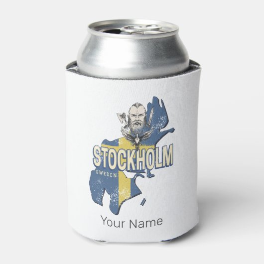 ストックホルムスウェーデン県の地図ヴィンテージ土産 缶クーラー (缶正面)