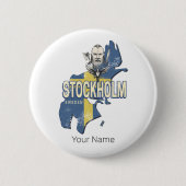 ストックホルムスウェーデン県の地図ヴィンテージ土産 缶バッジ (正面)