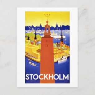 ストックホルムヴィンテージ旅行ポスター復元 ポストカード