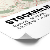 ストックホルム地図ポスター – スウェーデンヴィンテージ地図 ポスター (角)