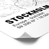 ストックホルム地図ポスター – スウェーデン白ポスター ポスター (角)