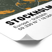 ストックホルム地図ポスター – スウェーデン緑の地図 ポスター (角)