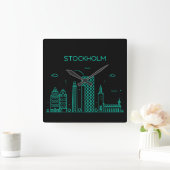 ストックホルム天窓 スクエア壁時計 (ホーム)