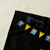 ストックホルム市のパーティーへようこそスウェーデンブラック ビーチタオル (インサイチュ)