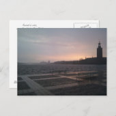 ストックホルム市役所上の雨の日没 ポストカード (正面/裏面)