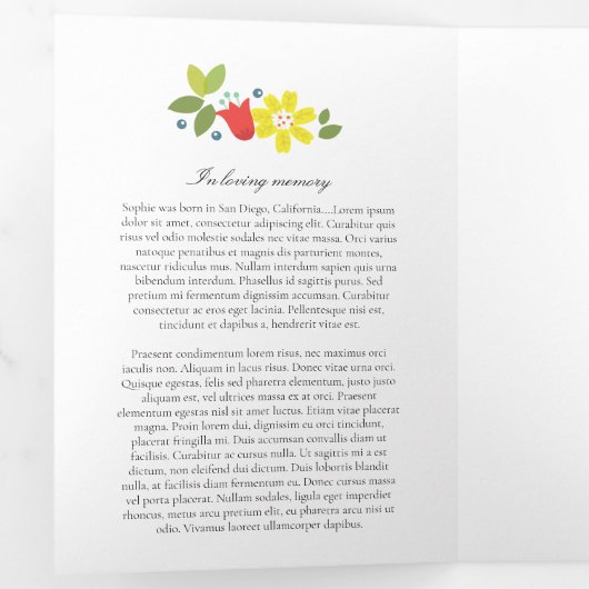 ストックホルム春お祝いオブ・ライフ・プログラム 三つ折り招待状 (内部最初)