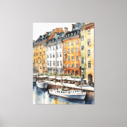 ストックホルム水彩画 キャンバスプリント (正面)