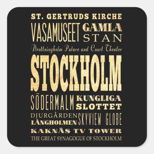 ストックホルム統一されたシティオブキングダムタイポグラフィアート スクエアシール (正面)